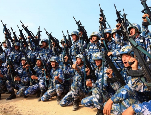 Chinese marines taking part in a drill with the PLAN in southern China in 2016 Alamy 2EWJRWF.jpg
