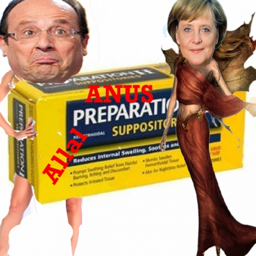 François Hollande and Angela Merkel of the Halal anus.jpg