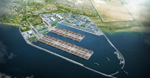 This graphic image provided by Daewoo EC shows the Al Faw port to be built in Basra Iraq. PHOTO NOT FOR SALE Yonhap78.jpg